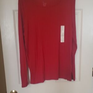 Women's Red Long Sleeve Top
